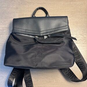Black Leather and Nylon Backpack